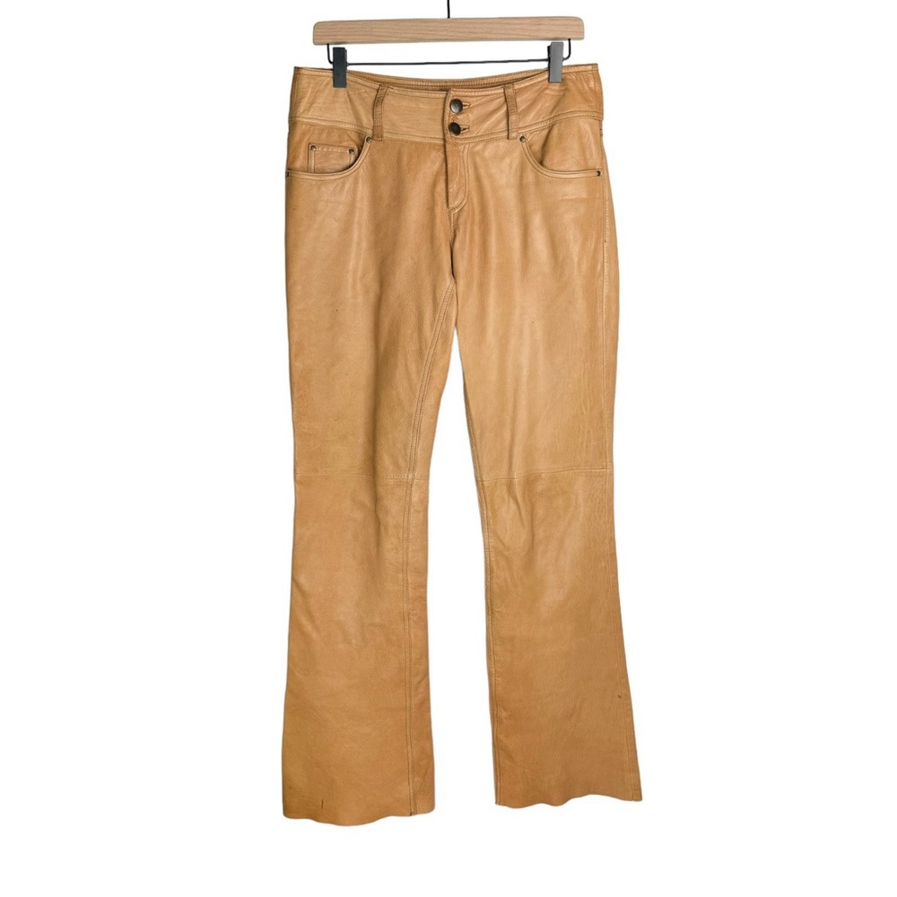 Vtg Cache Lamb Leather Pants Sz 6 Tan Brown Straight Leg Boot